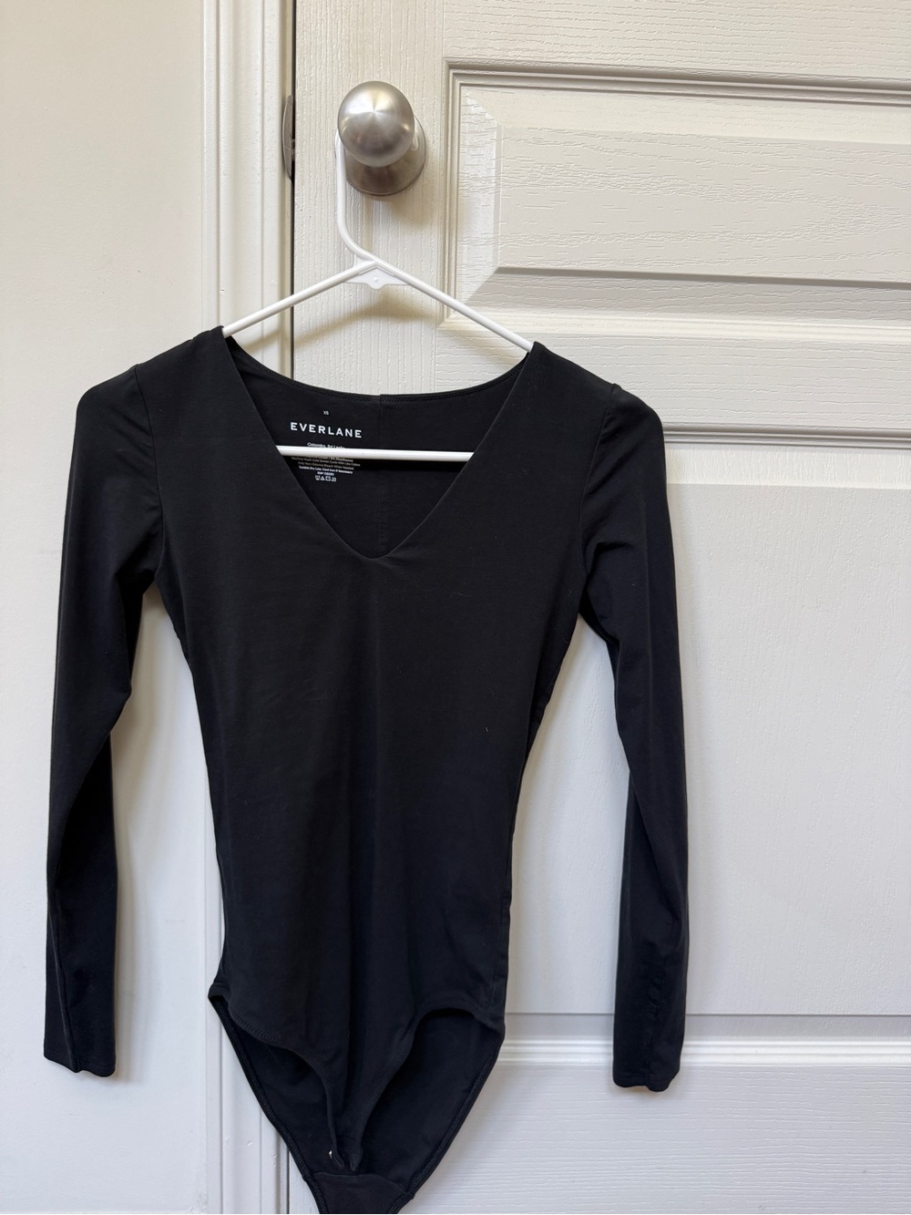 Everlane Black Long Sleeve V-Neck Bodysuit